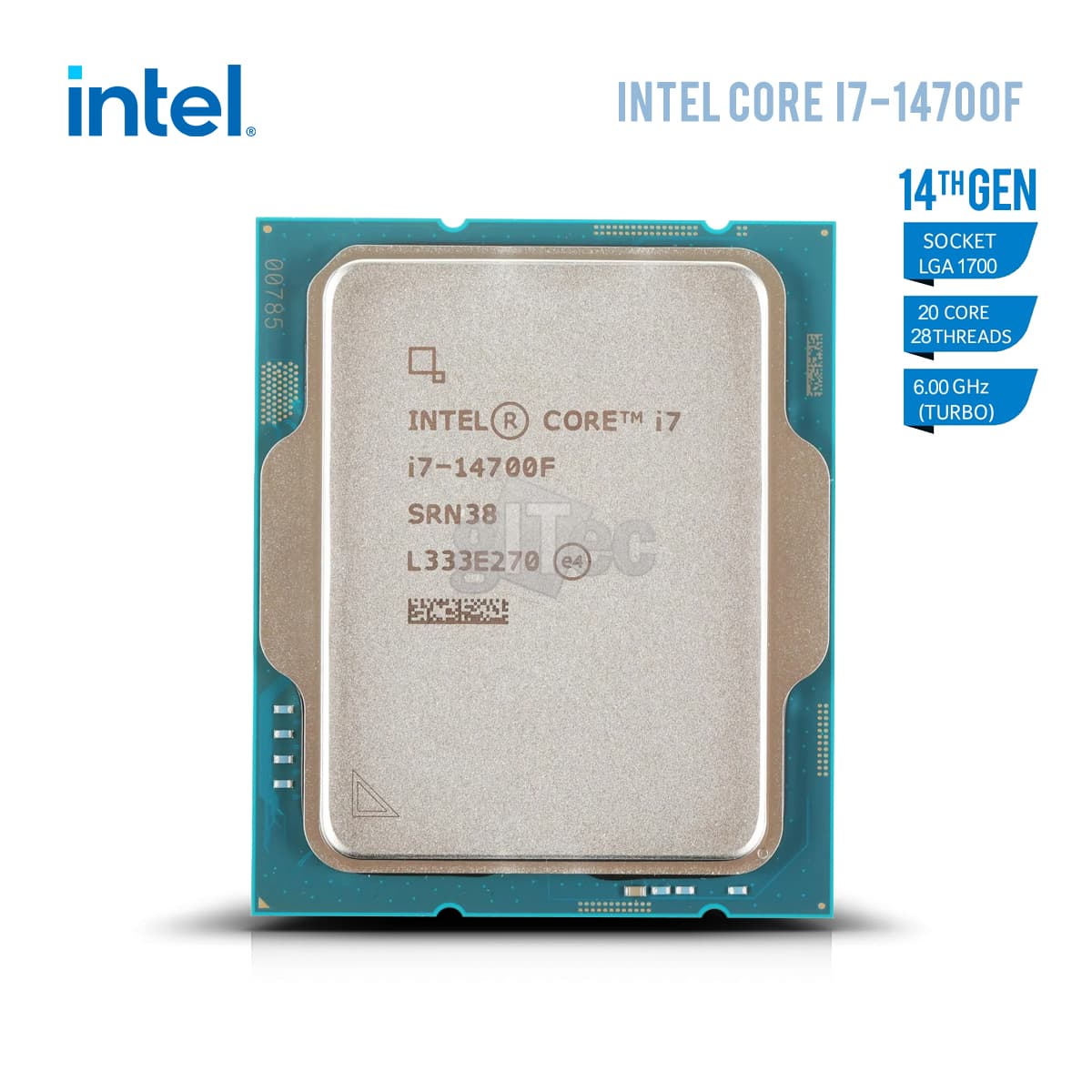 Intel Core i7-14700F up to 5.4 GHz Intel i7-14700F LGA1700 L3 33Mb 2.1-5.3 GHz P Cores1.5-4.2 GHz E Cores