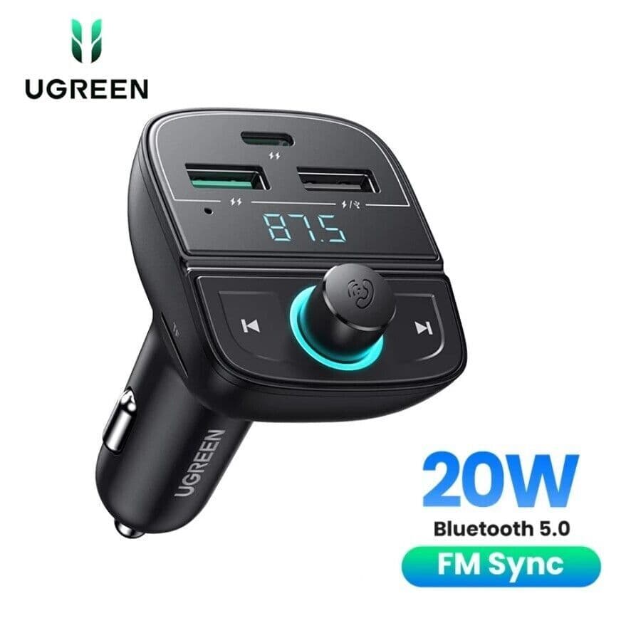 UGREEN Bluetooth Car Charger (80910) 12V to 2xUSB-A, 1xUSB-C Car Charger + FM + SD + USB Bluetooth Player