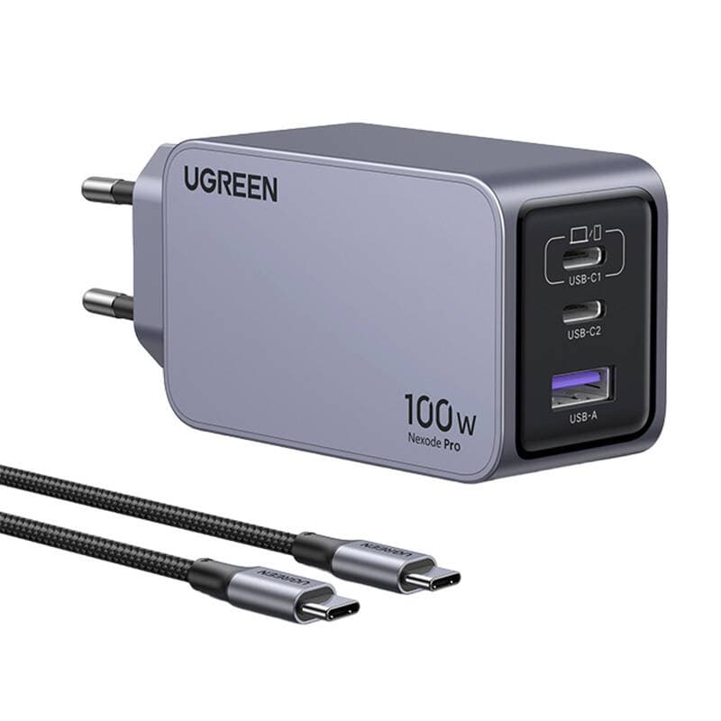 UGREEN Nexode Pro 100W Charger EU (25874) 220V to two USB-C and one USB-A 5V 100Wt Charger