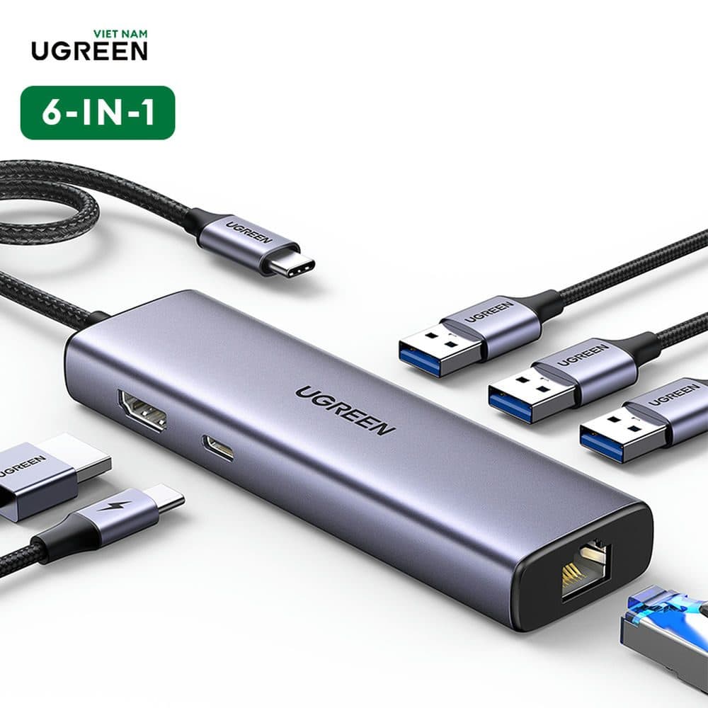 UGREEN USB-C Multiport HUB (15598) USB 3.0 Type-C to HDMI Adapter and Multiport HUB with PD + Card reader