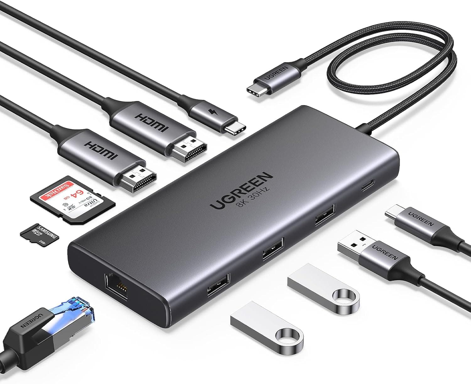 UGreen Revodok Pro 210 (15534) 10 in one Universal Docking Station USB Type-C Adapter and Multiport HUB with PD + LAN + Card reader